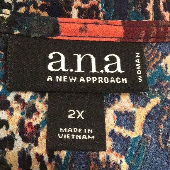 ANA Jewel tone Paisley Print Lightweight Flowy V Neck Roll Sleeve Blouse NEW - Picture 14 of 16